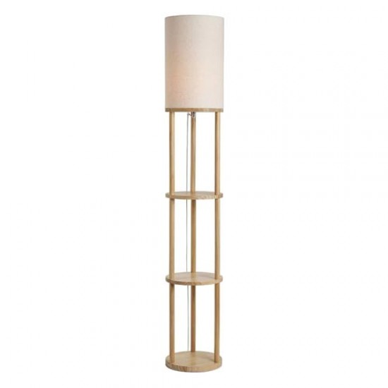 Shelby Shelving Floor Lamp Oak/Natural 