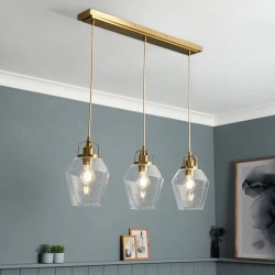 Saskia 3 Light Diner Bar Warm Satin Brass