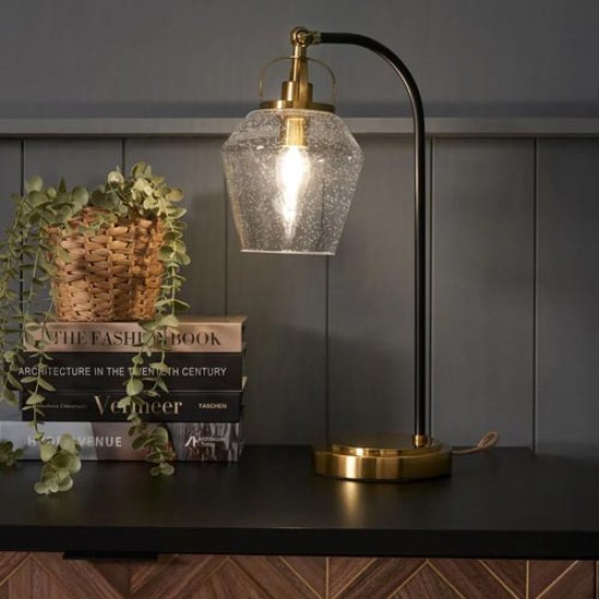 Saskia Bubble Glass Table Lamp Warm Satin Brass
