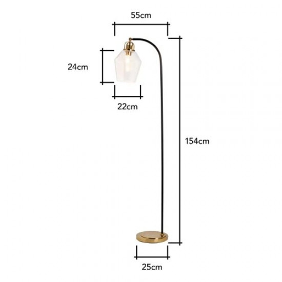 Saskia Bubble Glass Floor Lamp Satin Brass