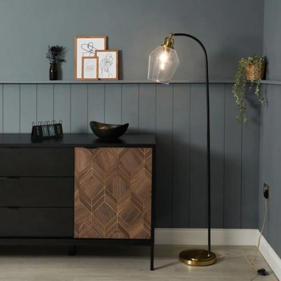 Saskia Bubble Glass Floor Lamp Satin Brass