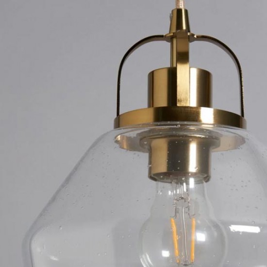Saskia Bubble Glass Pendant Warm Satin Brass
