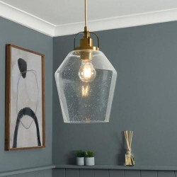 Saskia Bubble Glass Pendant Warm Satin Brass