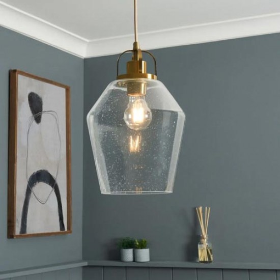 Saskia Bubble Glass Pendant Warm Satin Brass