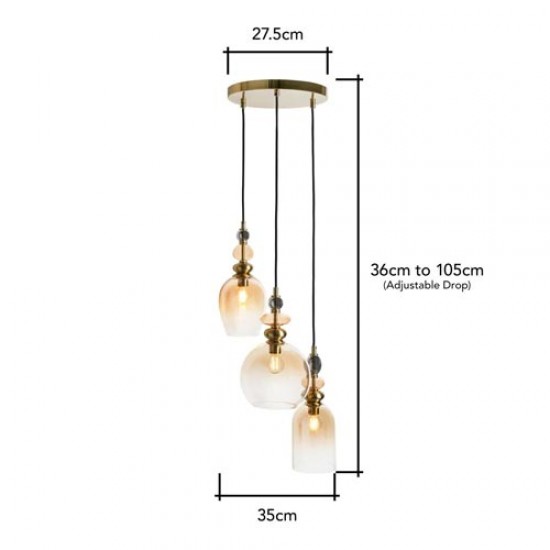 Seline 3 Light Pendant Champagne