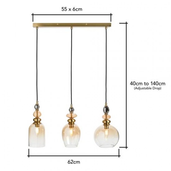 Seline 3 Light Diner Pendant Champagne 
