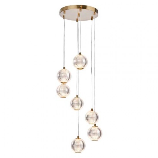 Rimi LED Acrylic Cascading Pendant Satin Brass