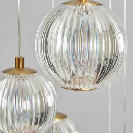 Rimi LED Acrylic Cascading Pendant Satin Brass