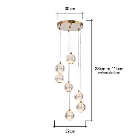 Rimi LED Acrylic Cascading Pendant Satin Brass