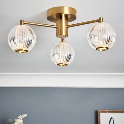 Rimi LED 3 Light Flush Sating Brass