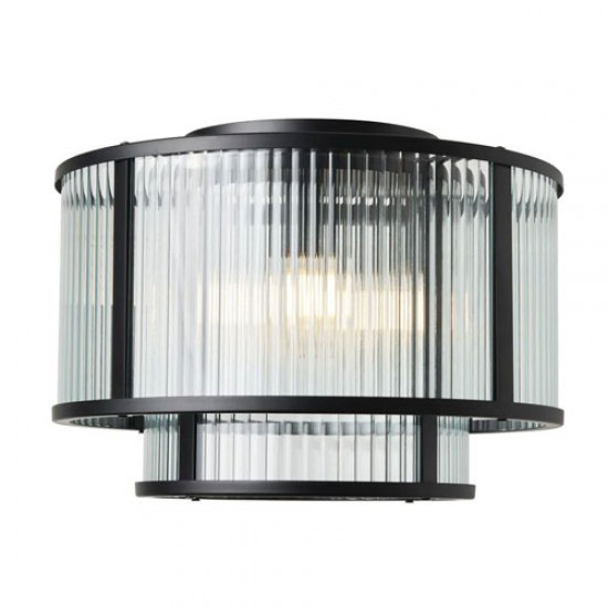 Jasmine Ribbed Glass Flush Black