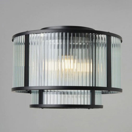 Jasmine Ribbed Glass Flush Black