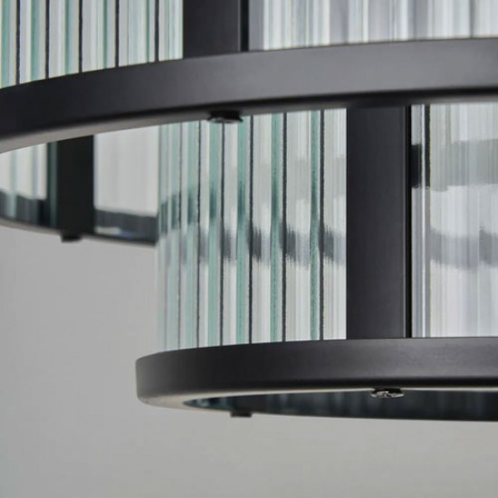 Jasmine Ribbed Glass Flush Black