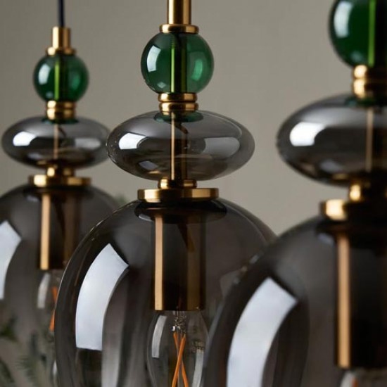Seline 3 Light Diner Pendant Smoke