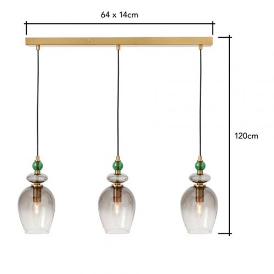 Seline 3 Light Diner Pendant Smoke