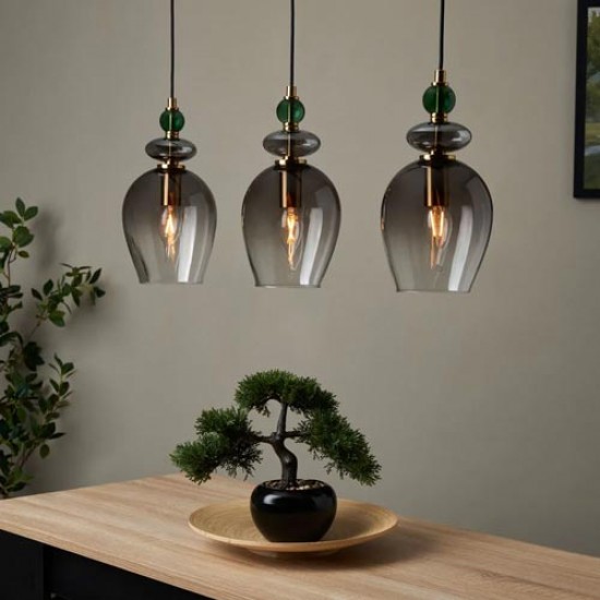 Seline 3 Light Diner Pendant Smoke