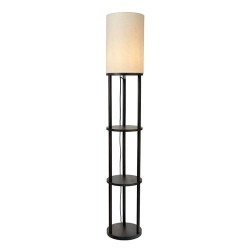 Shelby Shelving Floor Lamp Dark Walnut/Natural