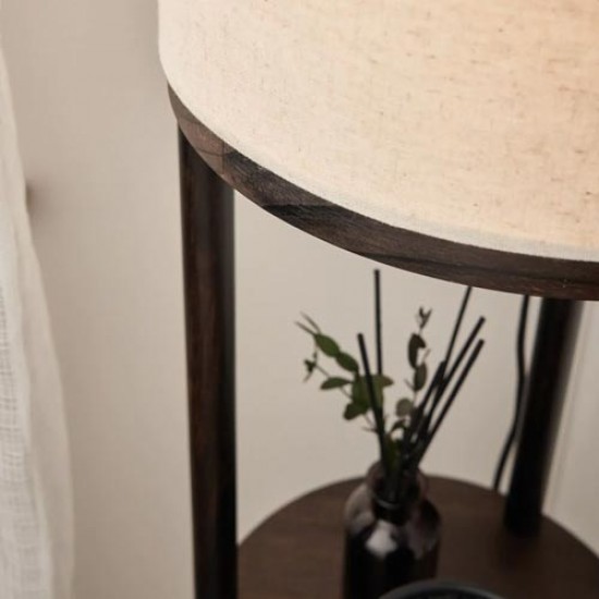 Shelby Shelving Floor Lamp Dark Walnut/Natural
