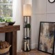 Shelby Shelving Floor Lamp Dark Walnut/Natural