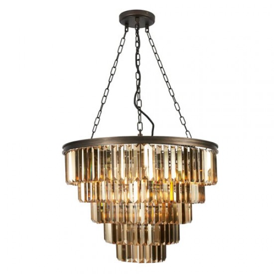 Ingot 10 Light Crystal Pendant Bronze