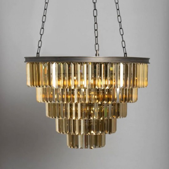 Ingot 10 Light Crystal Pendant Bronze