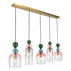 Vietri 5 Light Diner Bar Satin Brass/Multi