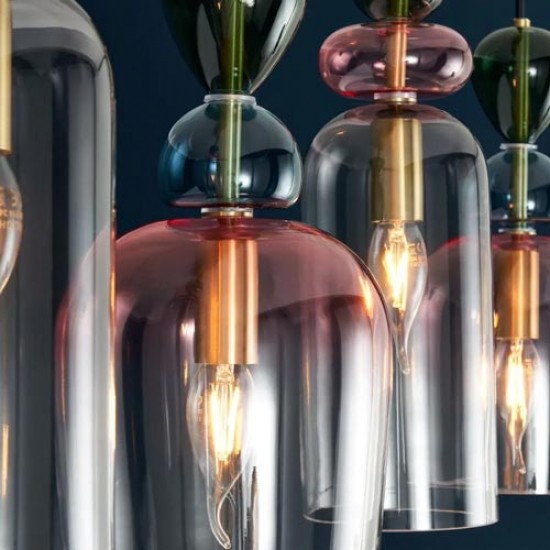 Vietri 5 Light Diner Bar Satin Brass/Multi