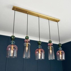 Vietri 5 Light Diner Bar Satin Brass/Multi