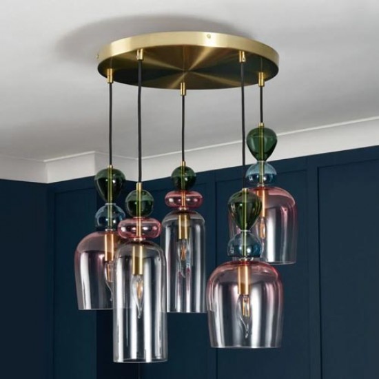 Vietri 5 Light Pendant Satin Brass