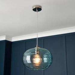 Sarno Oval Pendant Satin Nickel/Blue