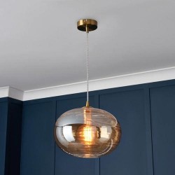 Sarno Oval Pendant Satin Nickel/Blue