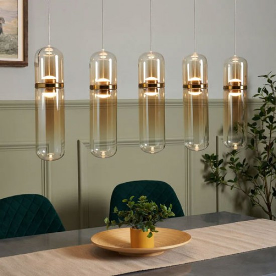 Bjorn 5 Light LED Diner Bar Pendant Champagne 