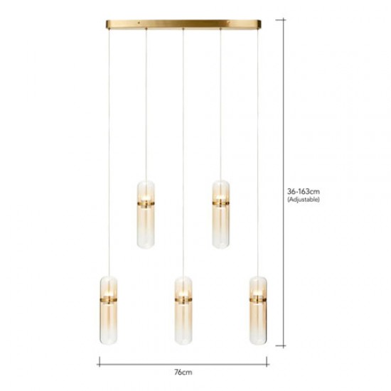 Bjorn 5 Light LED Diner Bar Pendant Champagne 