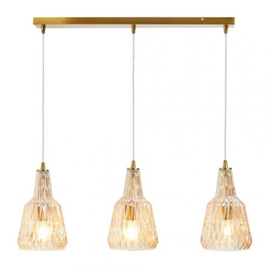 Mikael Glass 3 Light Dinner Pendant Champagne 