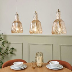 Mikael Glass 3 Light Dinner Pendant Champagne 