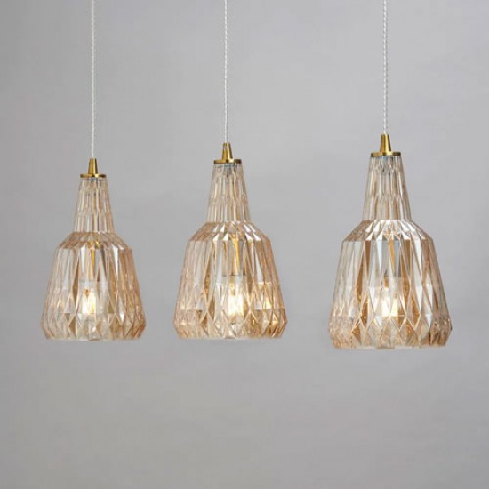 Mikael Glass 3 Light Dinner Pendant Champagne 