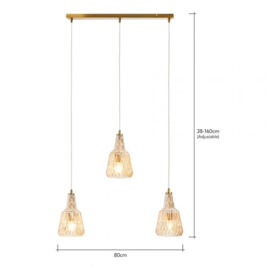 Mikael Glass 3 Light Dinner Pendant Champagne 