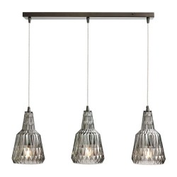 Mikael Glass 3 Light Diner Pendant Smoke Grey