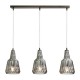 Mikael Glass 3 Light Diner Pendant Smoke Grey