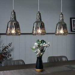 Mikael Glass 3 Light Diner Pendant Smoke Grey