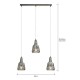 Mikael Glass 3 Light Diner Pendant Smoke Grey