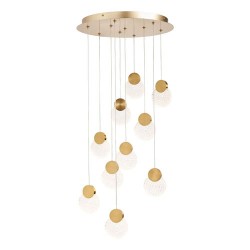 Oskar 10 Light Pendant Satin Brass