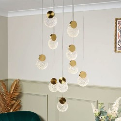 Oskar 10 Light Pendant Satin Brass