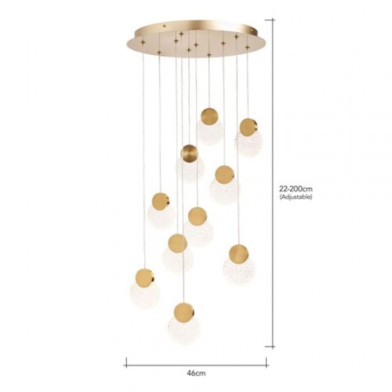 Oskar 10 Light Pendant Satin Brass