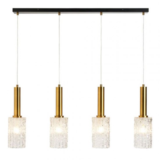 Hugo 4 Light Diner Bar Pendant Satin Brass