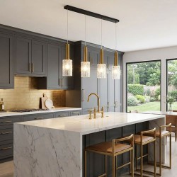 Hugo 4 Light Diner Bar Pendant Satin Brass