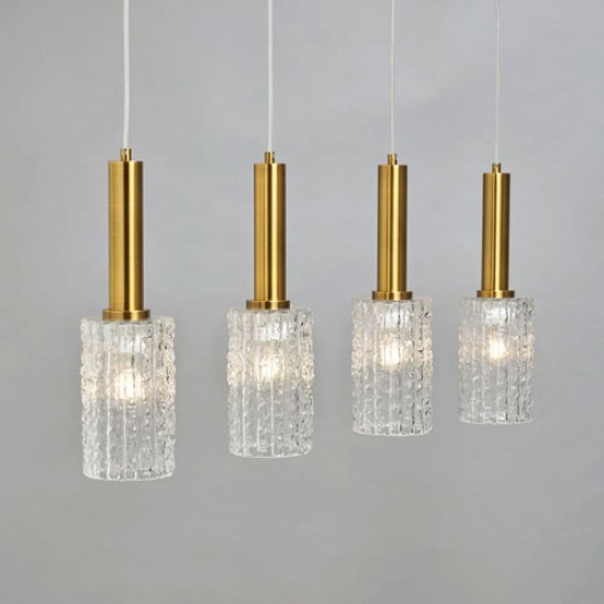 Hugo 4 Light Diner Bar Pendant Satin Brass