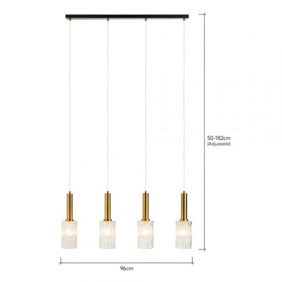Hugo 4 Light Diner Bar Pendant Satin Brass