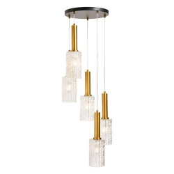 Hugo 5 Light Cluster Satin Brass