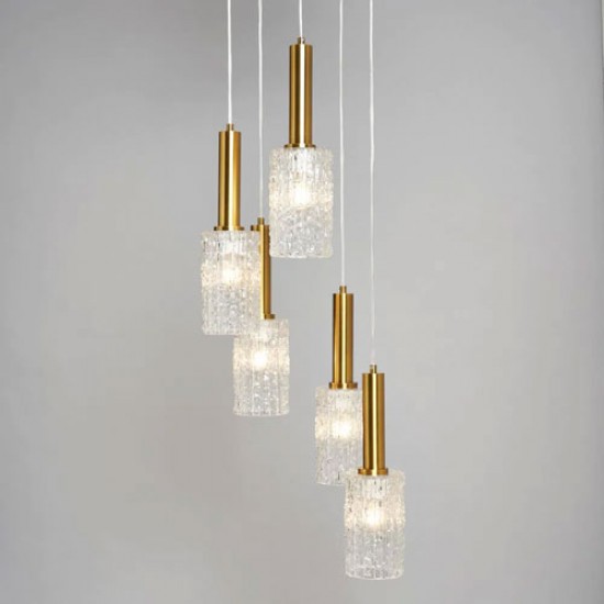 Hugo 5 Light Cluster Satin Brass